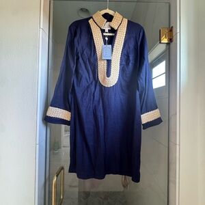 Sail to Sable Size S NWT Navy Tunic Dress with Cream Accents